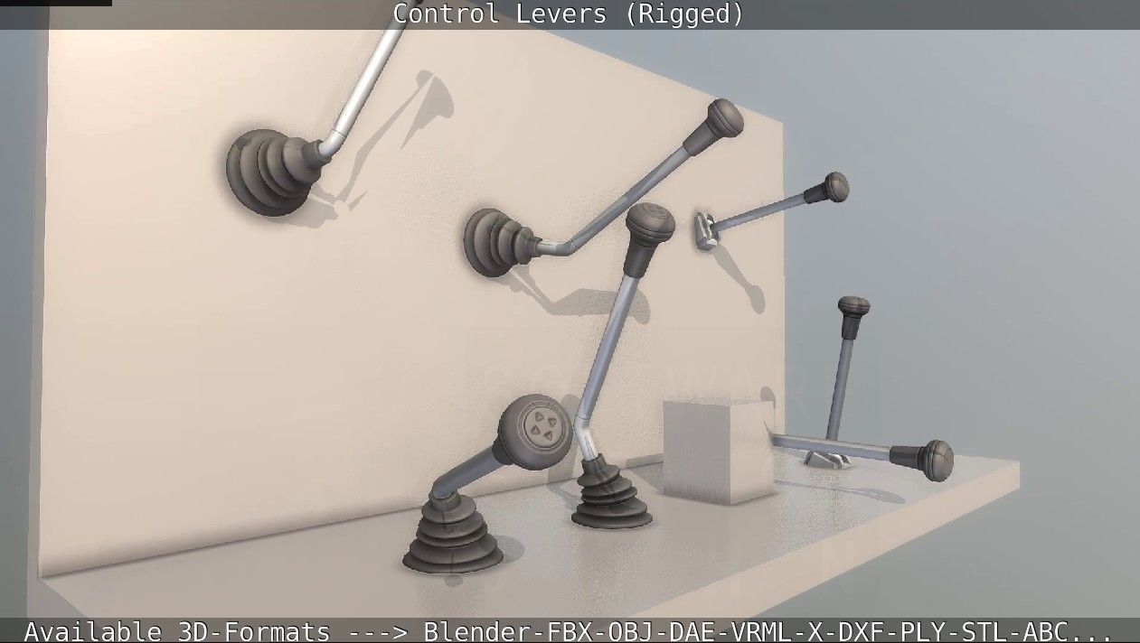 Control Levers - Rigged - Low-poly 3D model_91