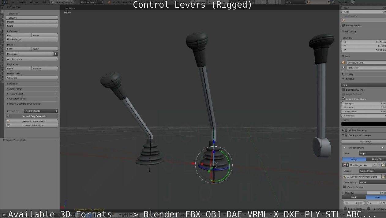 Control Levers - Rigged - Low-poly 3D model_17