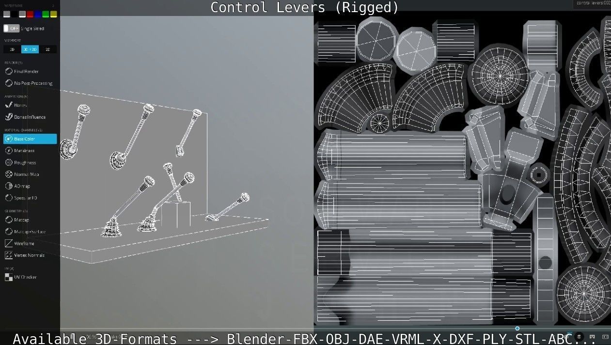 Control Levers - Rigged - Low-poly 3D model_69
