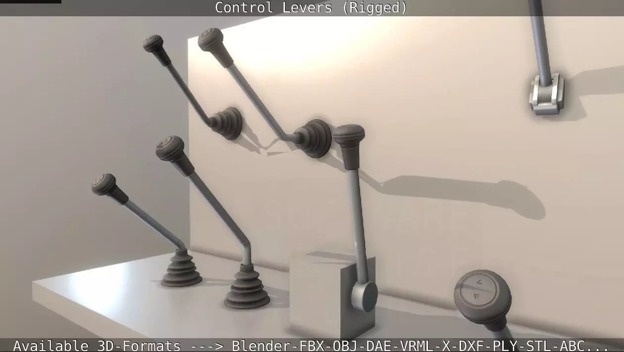 Control Levers - Rigged - Low-poly 3D model_0