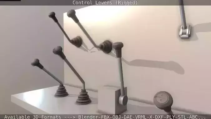Control Levers - Rigged - Low-poly 3D model