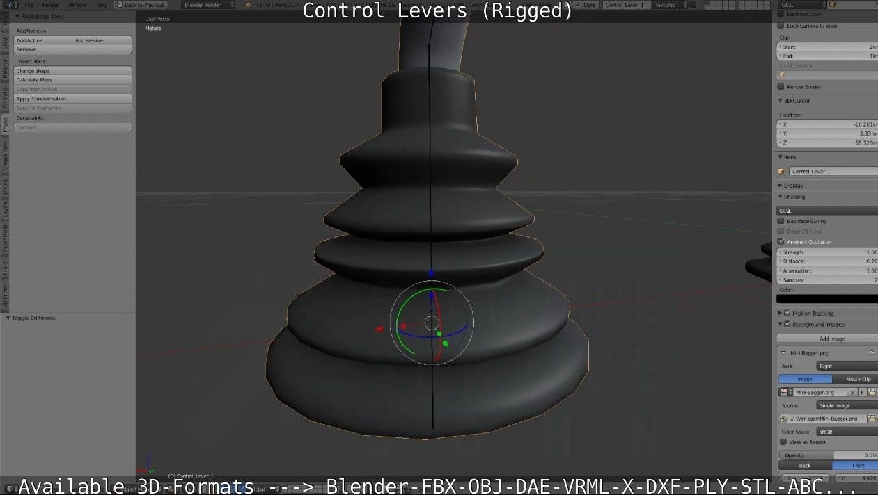 Control Levers - Rigged - Low-poly 3D model_44