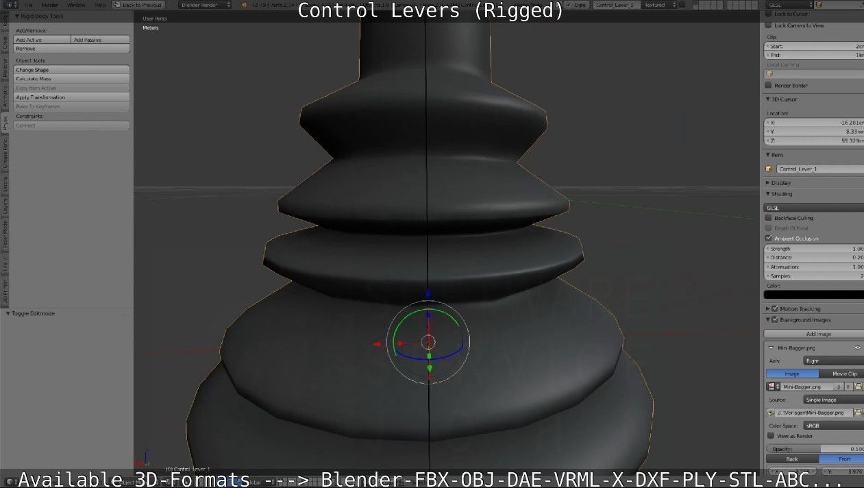 Control Levers - Rigged - Low-poly 3D model_43