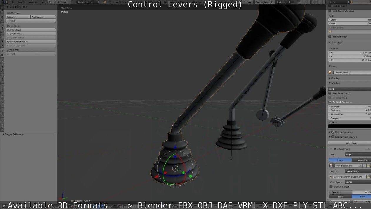 Control Levers - Rigged - Low-poly 3D model_42
