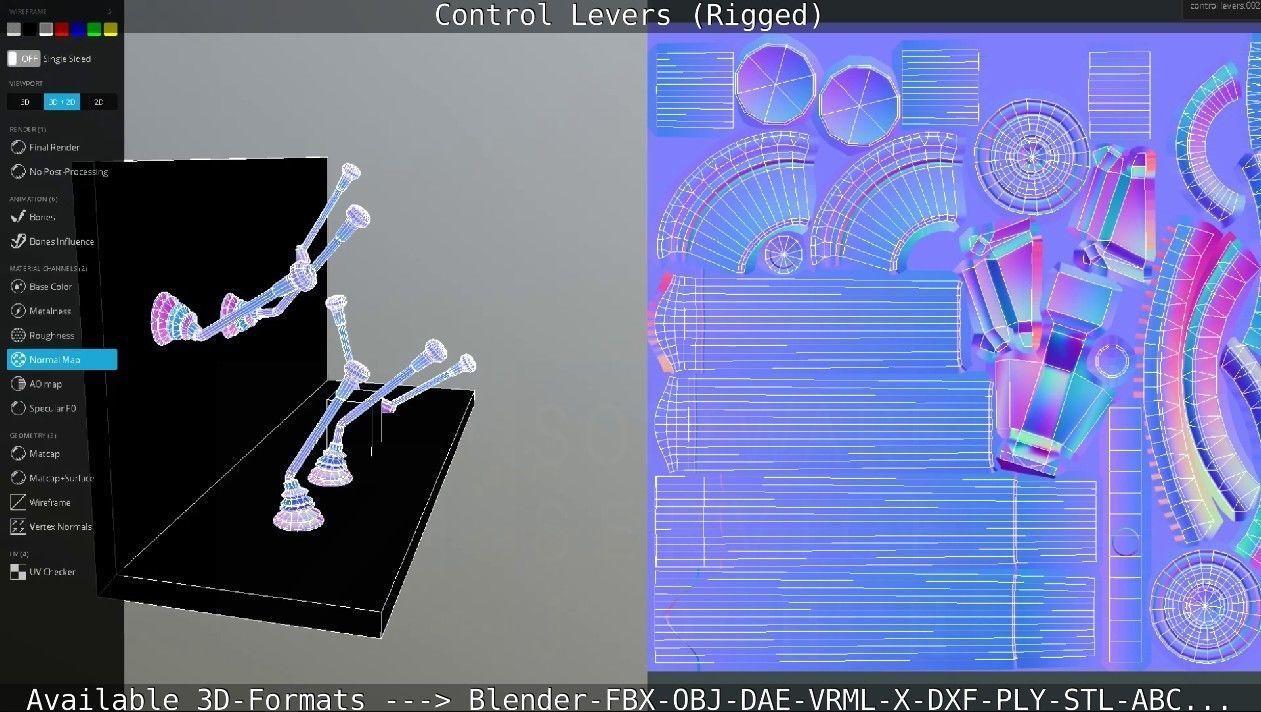 Control Levers - Rigged - Low-poly 3D model_73