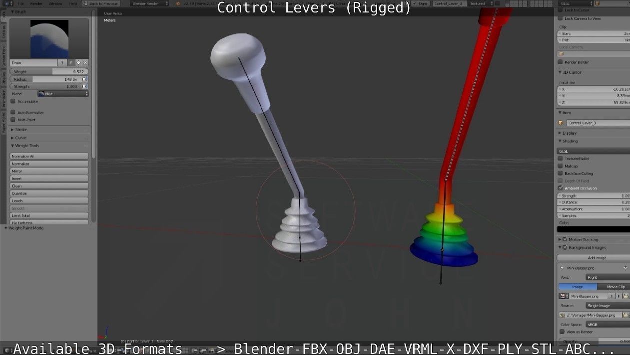 Control Levers - Rigged - Low-poly 3D model_32