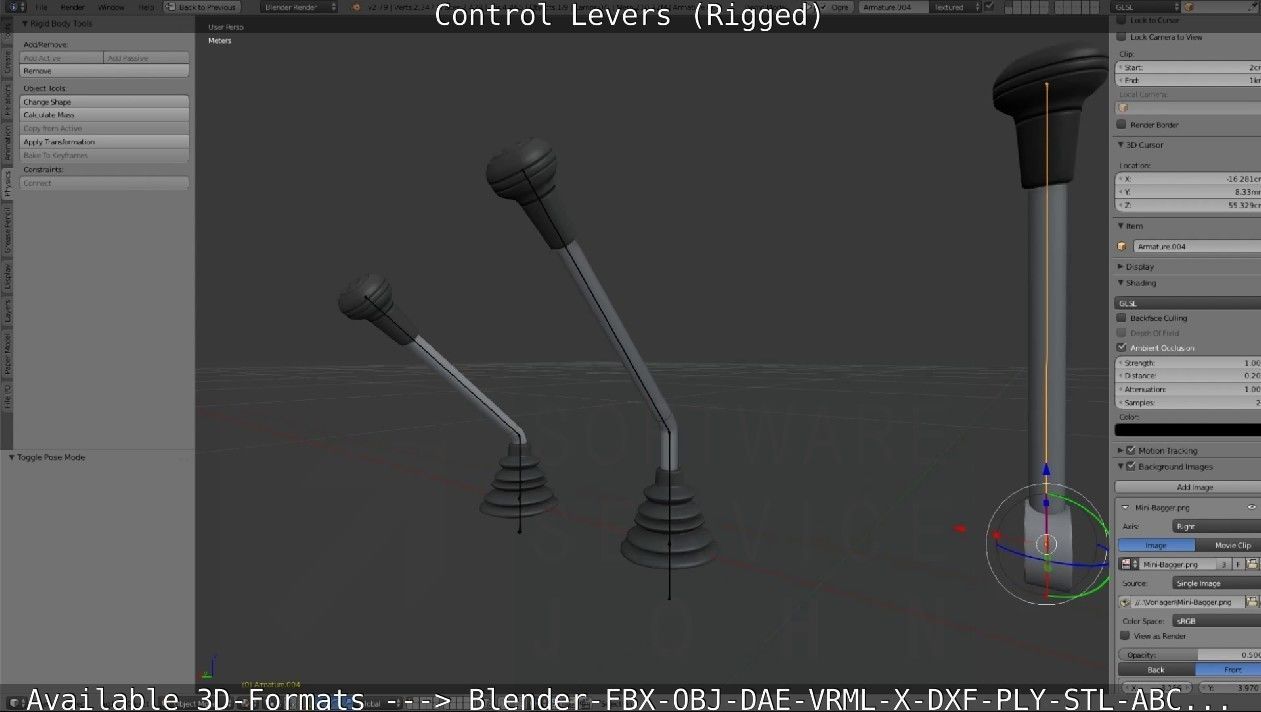 Control Levers - Rigged - Low-poly 3D model_14