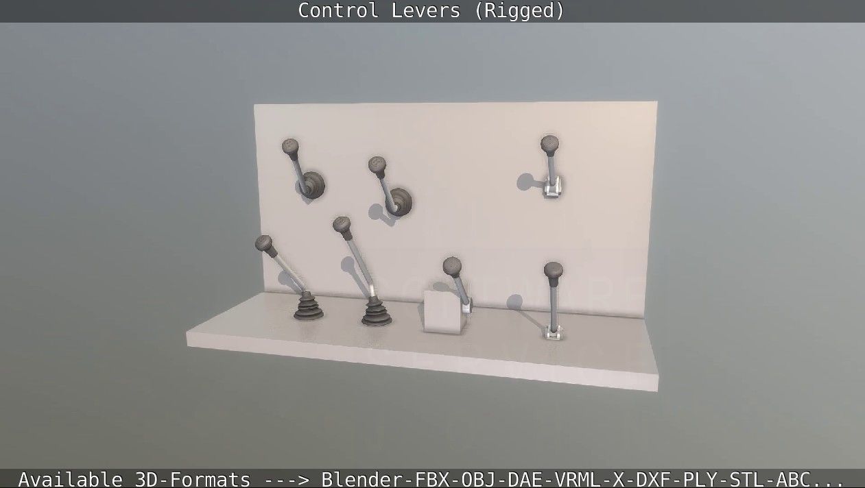 Control Levers - Rigged - Low-poly 3D model_57