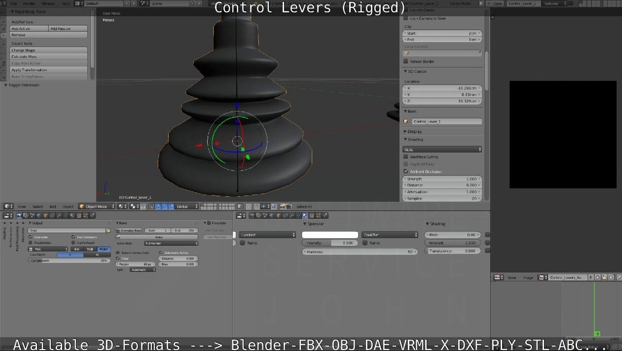 Control Levers - Rigged - Low-poly 3D model_45