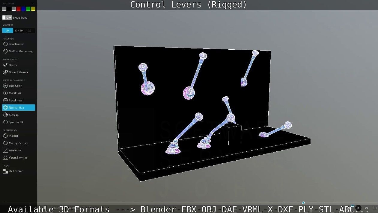 Control Levers - Rigged - Low-poly 3D model_74