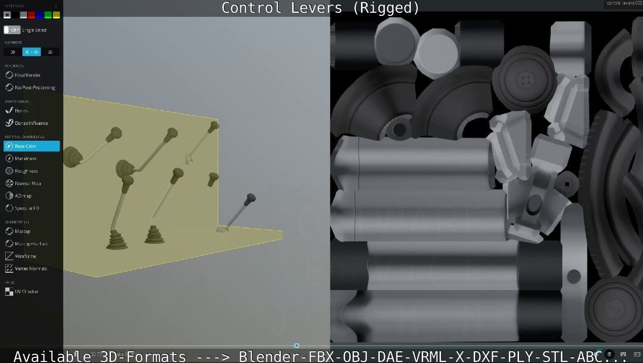 Control Levers - Rigged - Low-poly 3D model_67