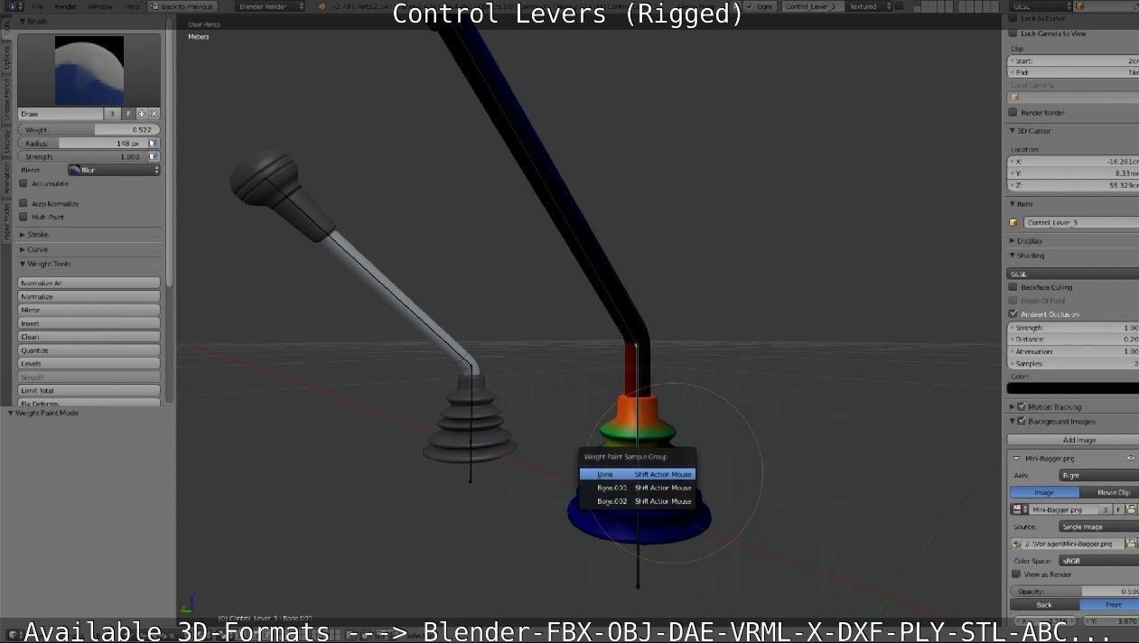 Control Levers - Rigged - Low-poly 3D model_23
