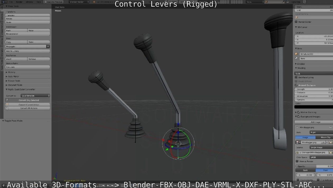 Control Levers - Rigged - Low-poly 3D model_16