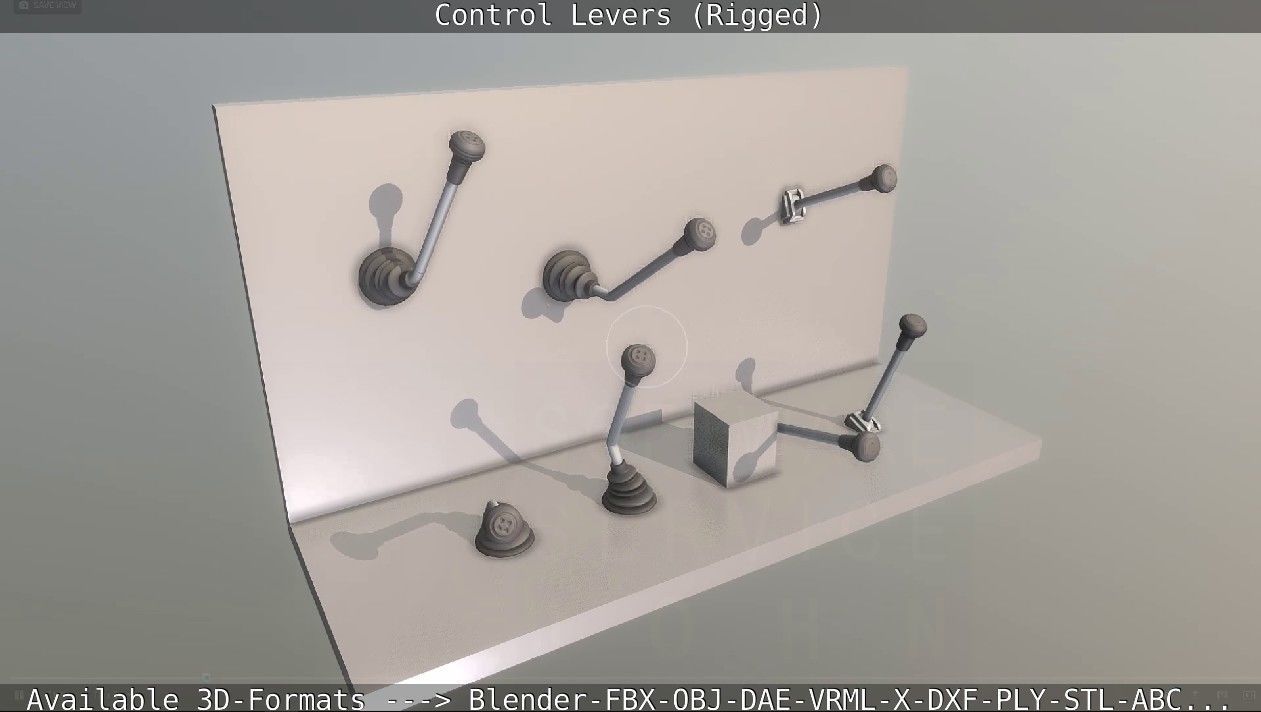 Control Levers - Rigged - Low-poly 3D model_61