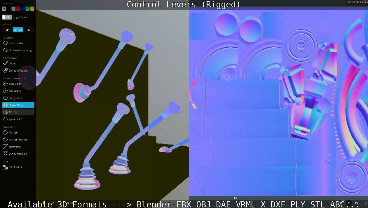 Control Levers - Rigged - Low-poly 3D model_80