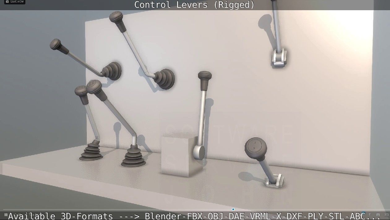 Control Levers - Rigged - Low-poly 3D model_58
