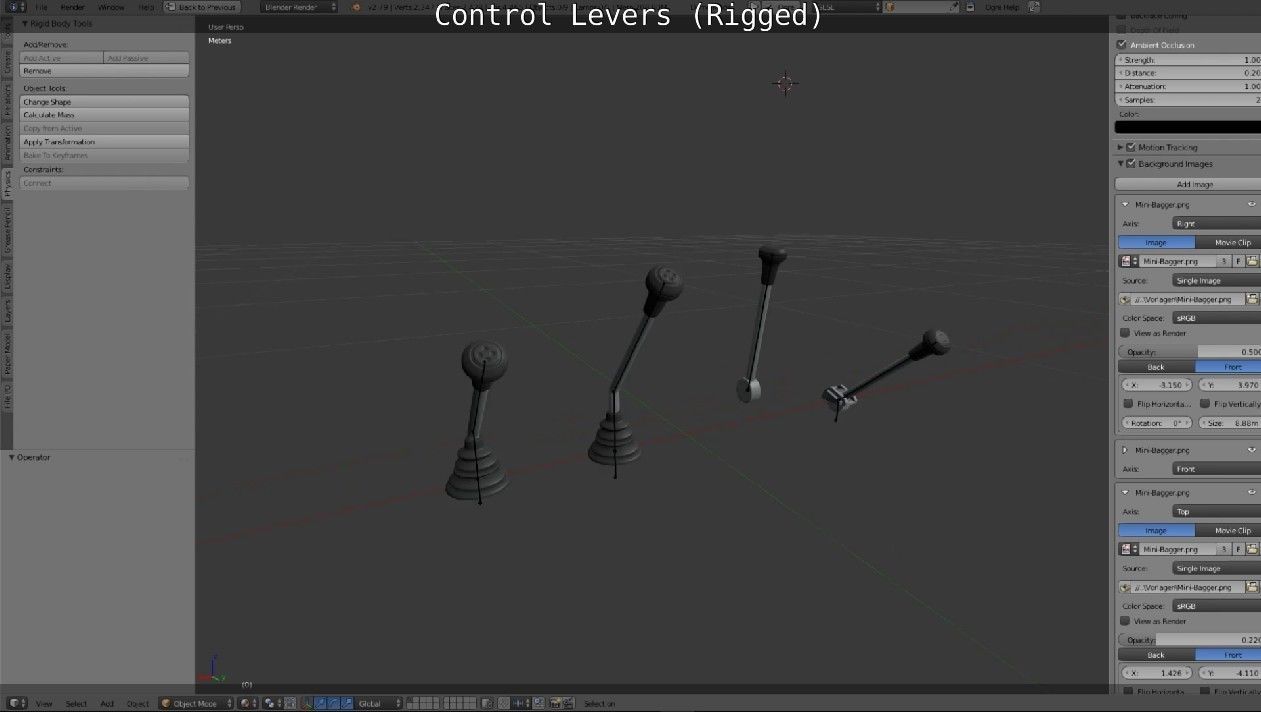 Control Levers - Rigged - Low-poly 3D model_6