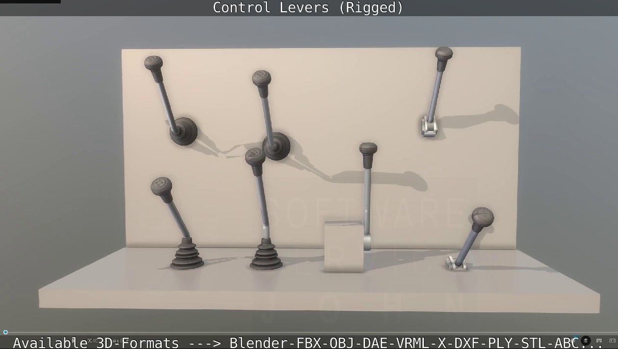 Control Levers - Rigged - Low-poly 3D model_2