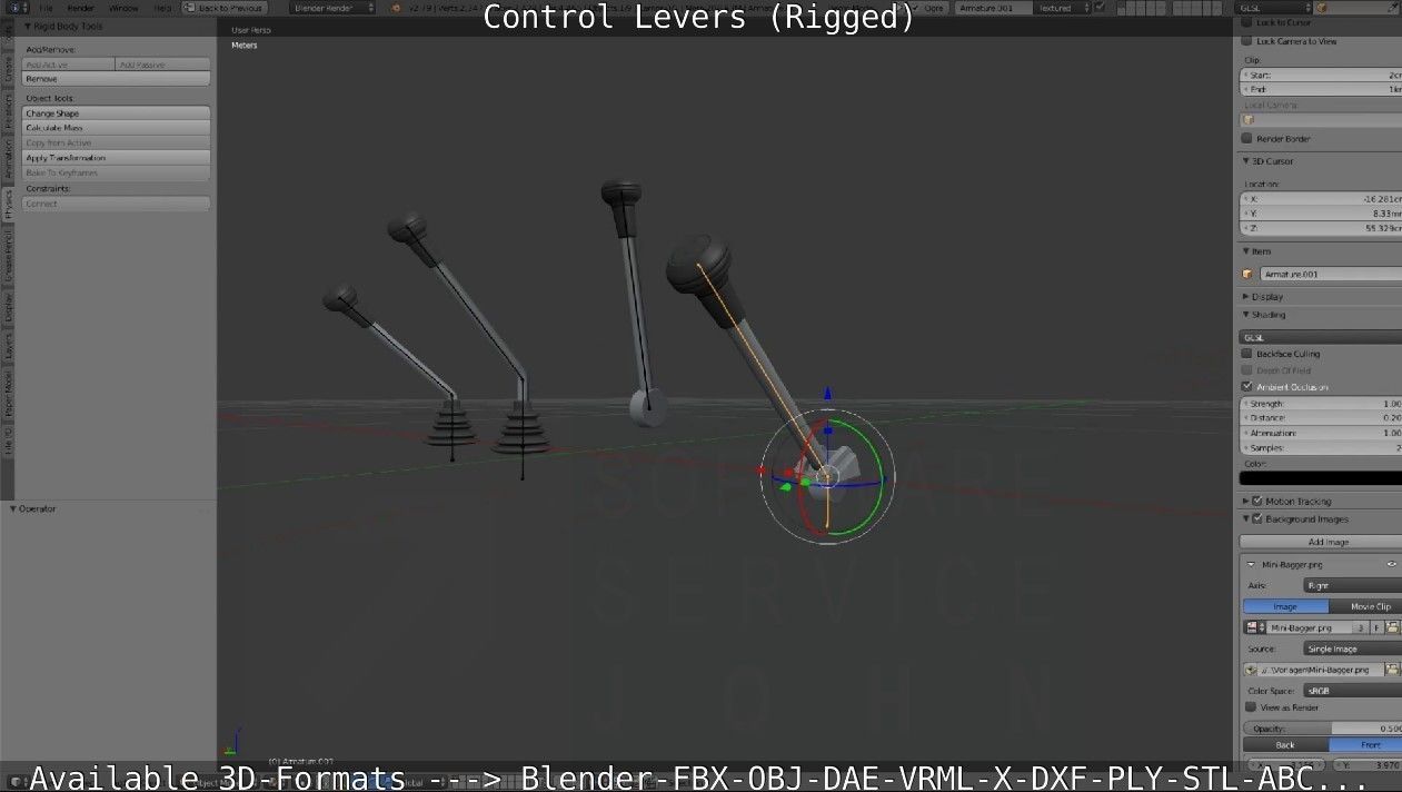 Control Levers - Rigged - Low-poly 3D model_8