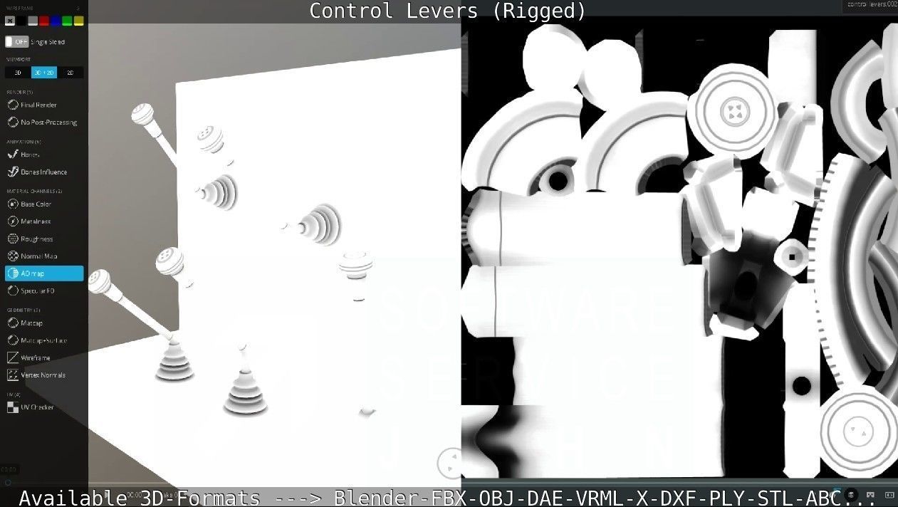 Control Levers - Rigged - Low-poly 3D model_82