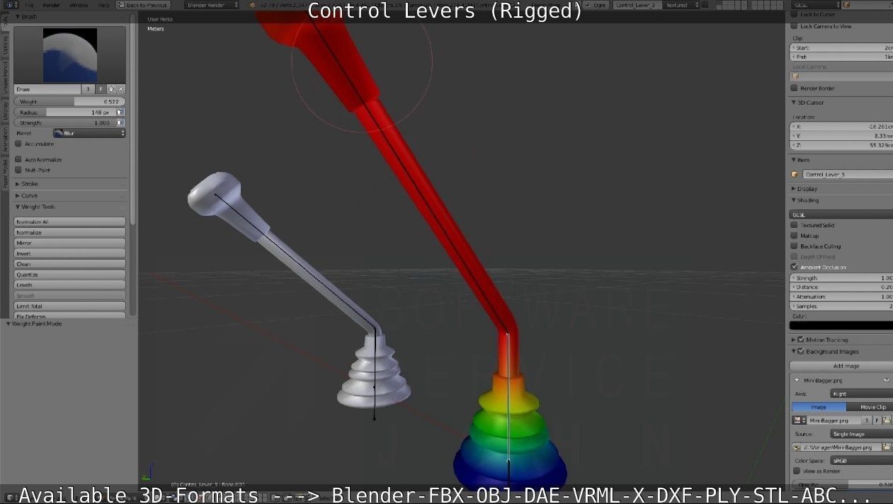Control Levers - Rigged - Low-poly 3D model_28