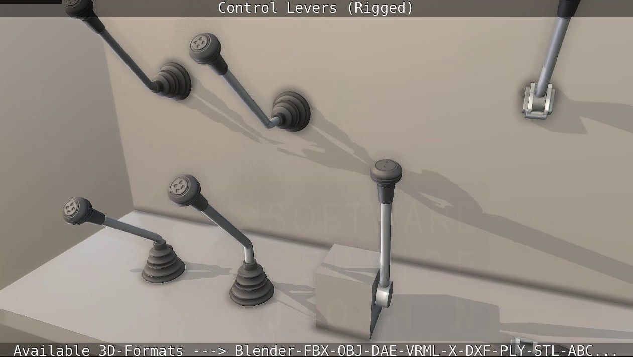 Control Levers - Rigged - Low-poly 3D model_4