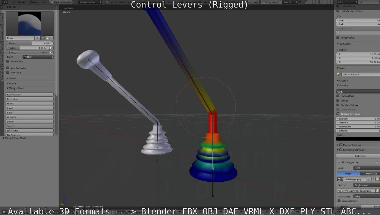 Control Levers - Rigged - Low-poly 3D model_26