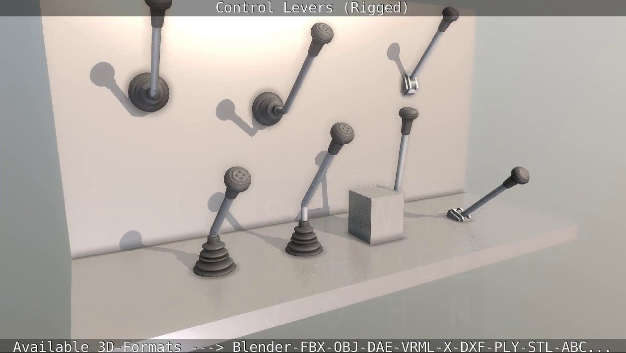 Control Levers - Rigged - Low-poly 3D model_60
