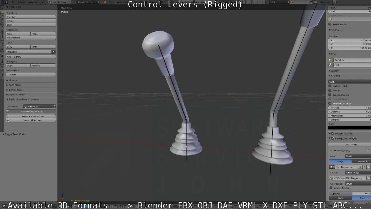 Control Levers - Rigged - Low-poly 3D model_35