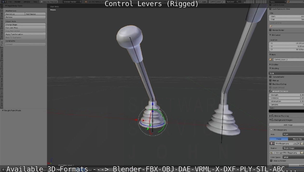 Control Levers - Rigged - Low-poly 3D model_33