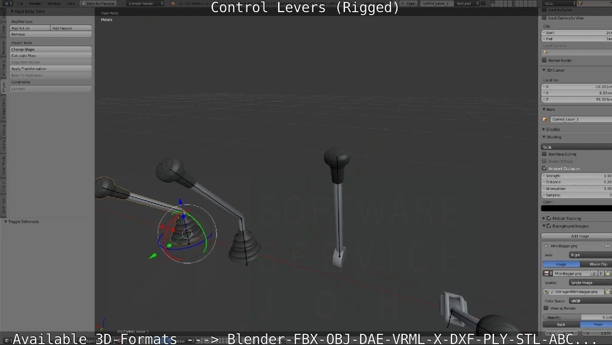 Control Levers - Rigged - Low-poly 3D model_55