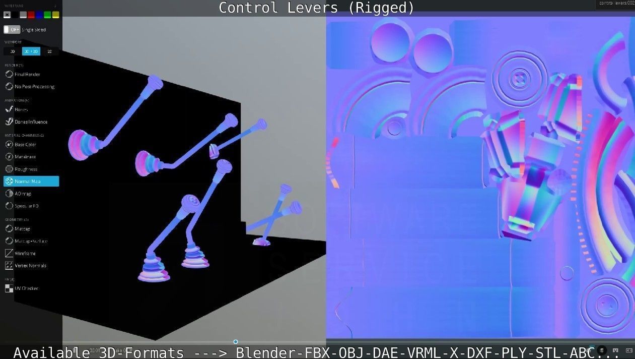 Control Levers - Rigged - Low-poly 3D model_77