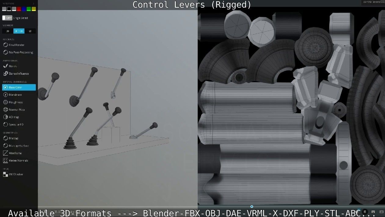 Control Levers - Rigged - Low-poly 3D model_68