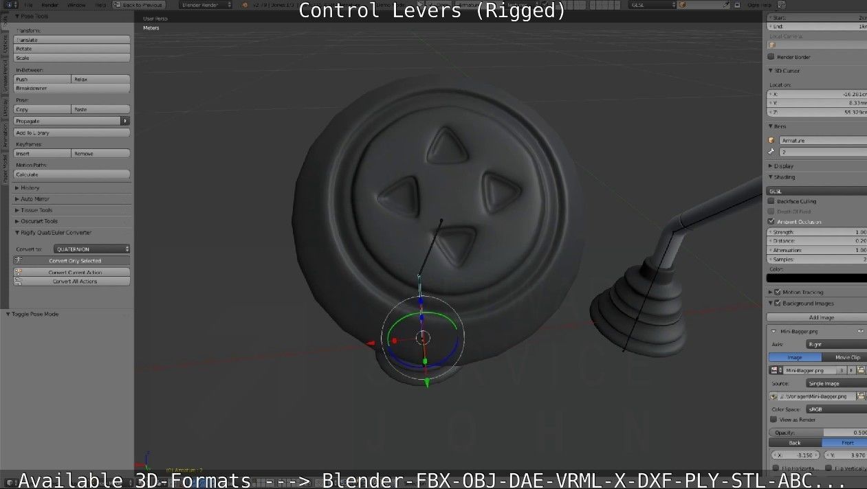 Control Levers - Rigged - Low-poly 3D model_40