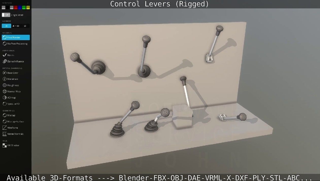 Control Levers - Rigged - Low-poly 3D model_64