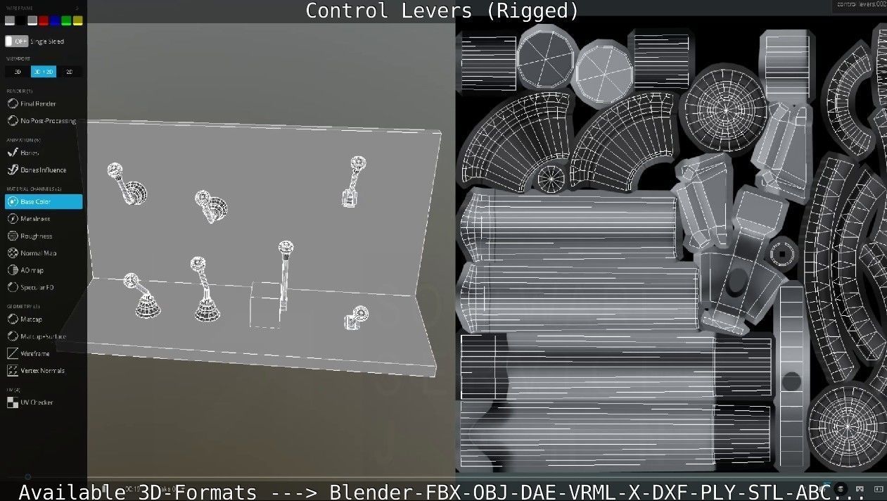 Control Levers - Rigged - Low-poly 3D model_70