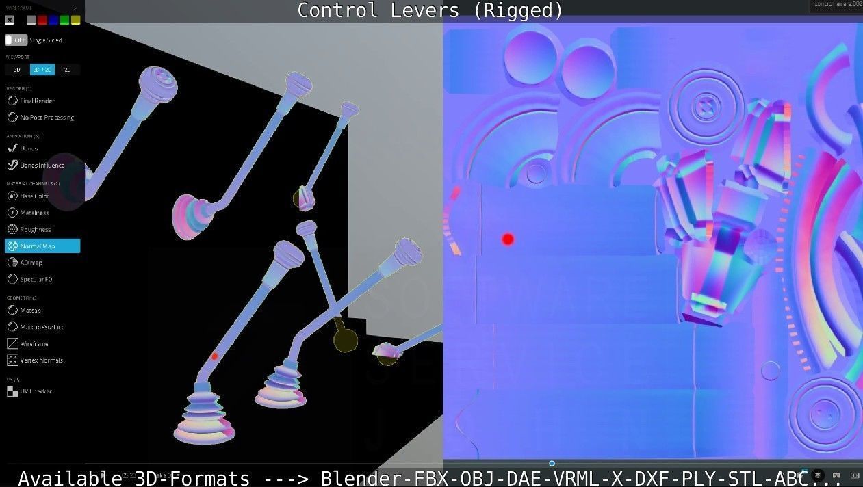 Control Levers - Rigged - Low-poly 3D model_79