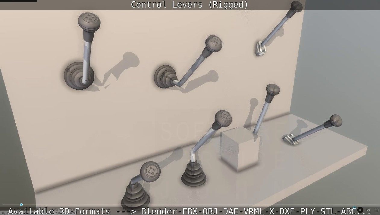Control Levers - Rigged - Low-poly 3D model_90