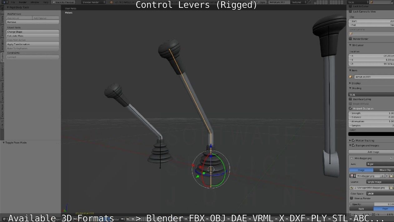 Control Levers - Rigged - Low-poly 3D model_15