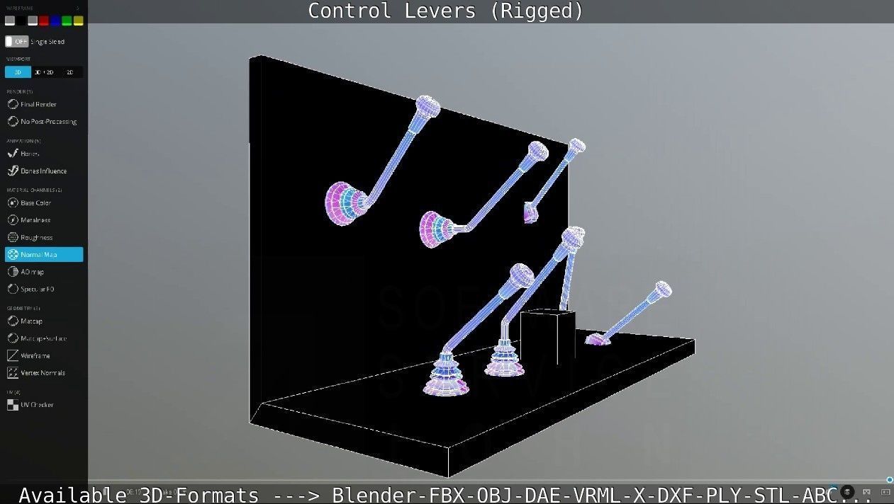 Control Levers - Rigged - Low-poly 3D model_75