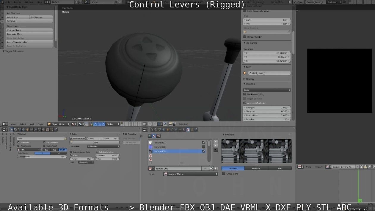 Control Levers - Rigged - Low-poly 3D model_51