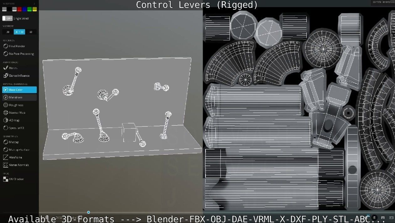 Control Levers - Rigged - Low-poly 3D model_71