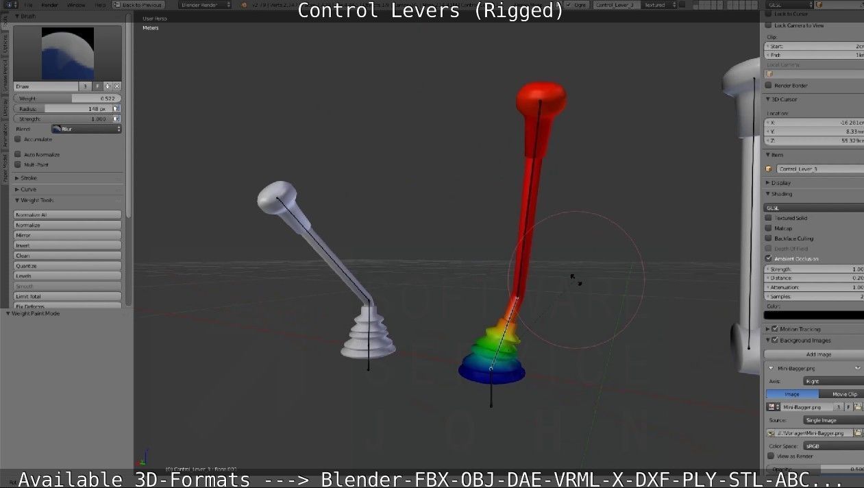 Control Levers - Rigged - Low-poly 3D model_29