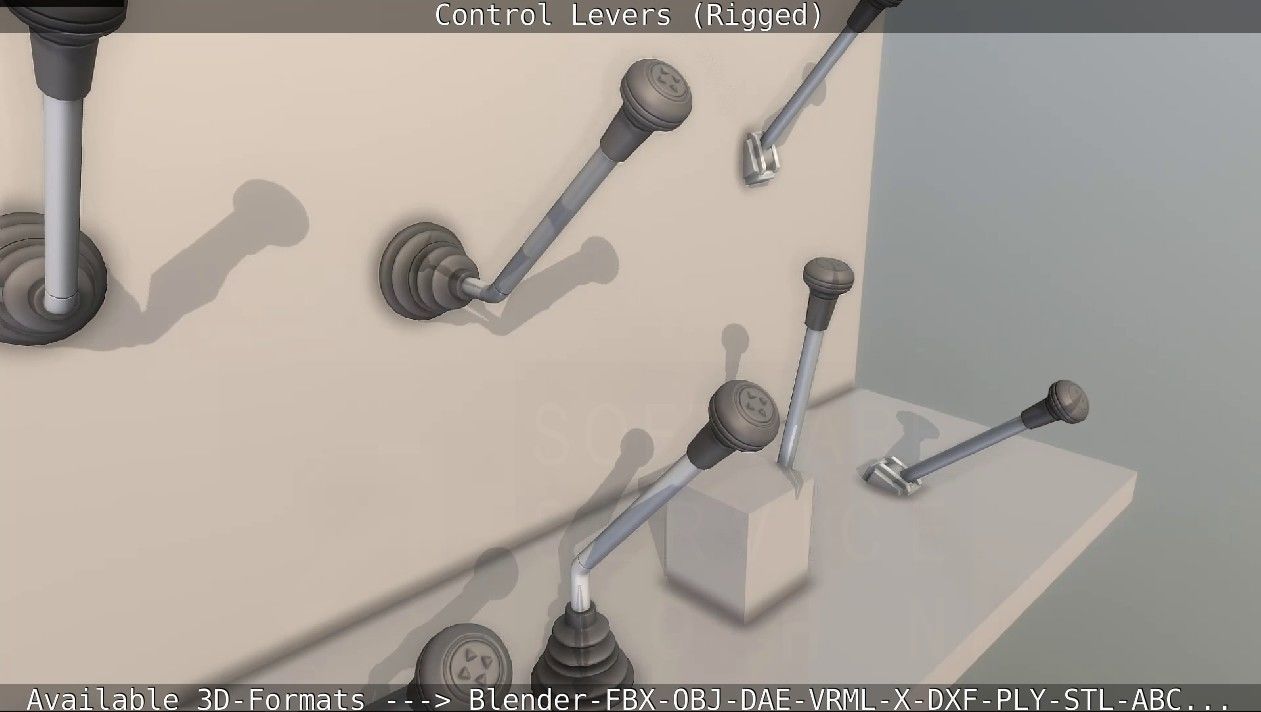 Control Levers - Rigged - Low-poly 3D model_5