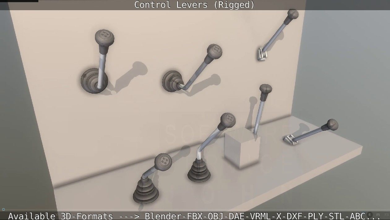 Control Levers - Rigged - Low-poly 3D model_88