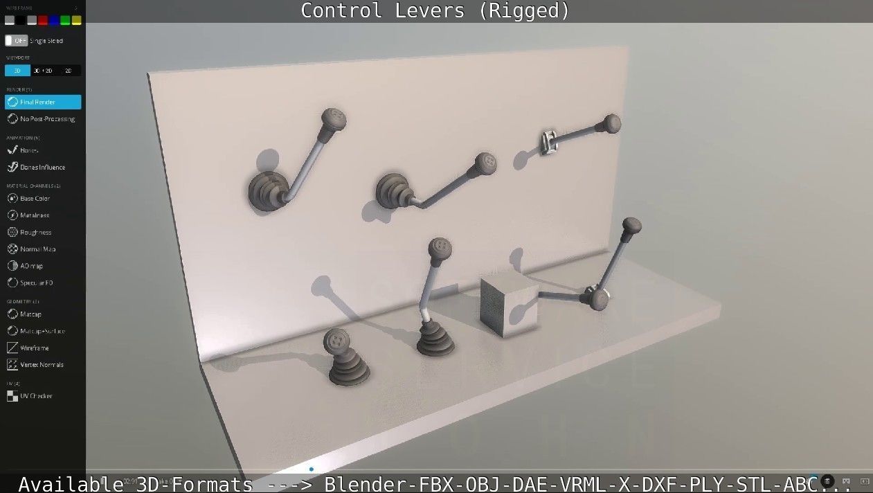 Control Levers - Rigged - Low-poly 3D model_62
