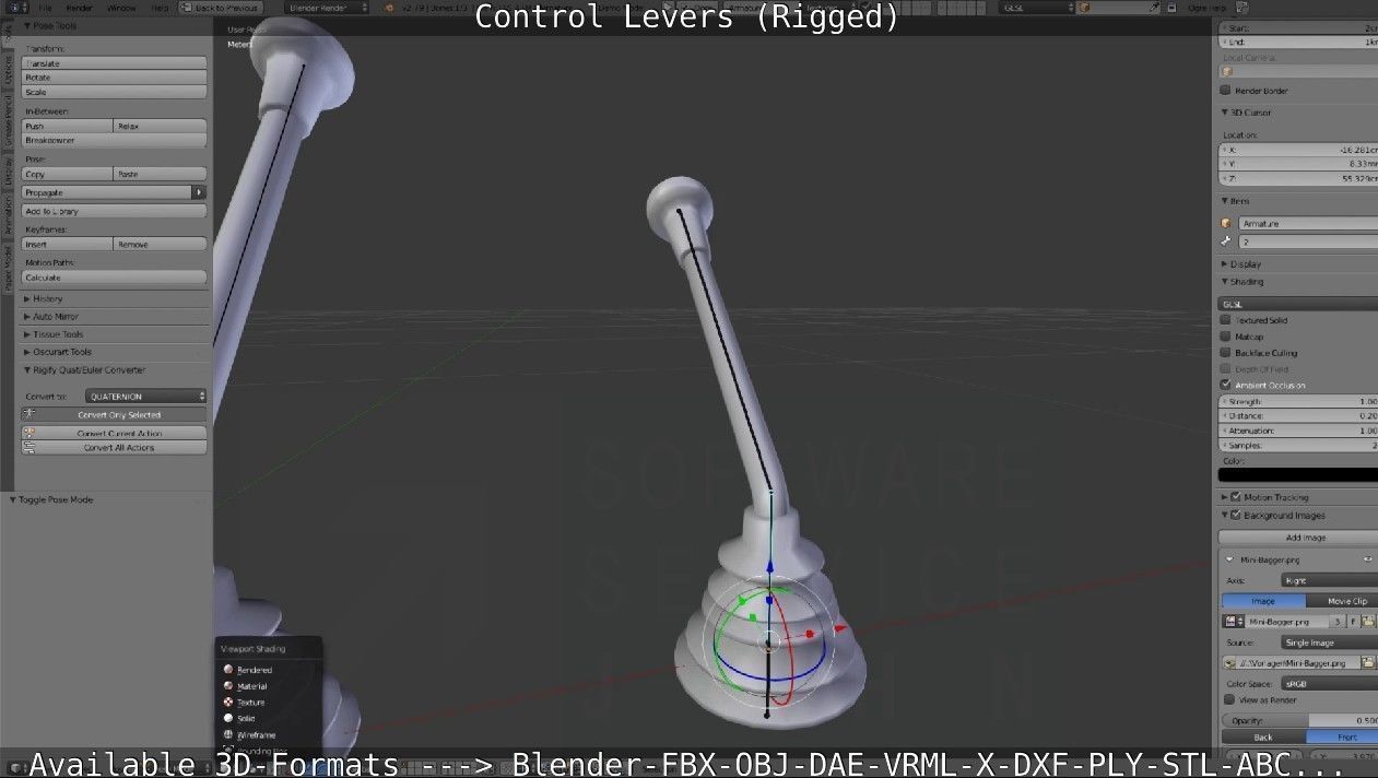 Control Levers - Rigged - Low-poly 3D model_38