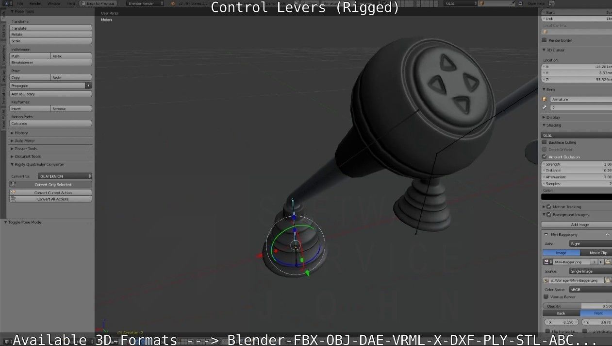 Control Levers - Rigged - Low-poly 3D model_39