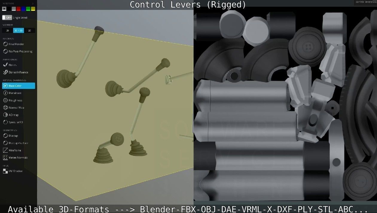 Control Levers - Rigged - Low-poly 3D model_66