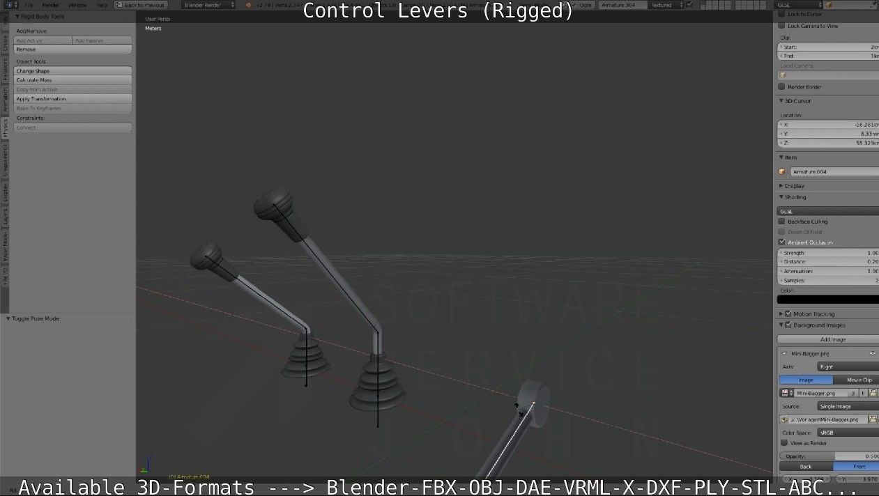 Control Levers - Rigged - Low-poly 3D model_13